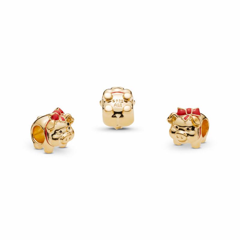 Pandora Australia Shine™ Piggy Bank Charm - 18ct Gold Plated | DQHEVF182